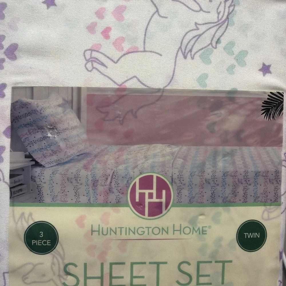 Huntington Home Kids Twin Sheet Set  Unicorn Theme 3 Piece Set New